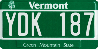 VT license plate YDK187