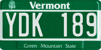 VT license plate YDK189