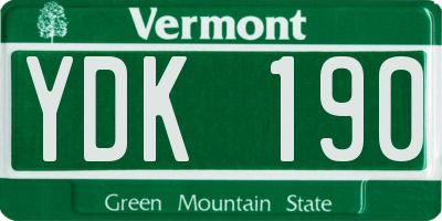 VT license plate YDK190