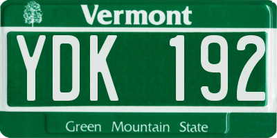 VT license plate YDK192