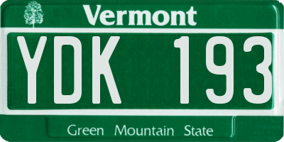 VT license plate YDK193