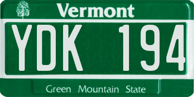 VT license plate YDK194