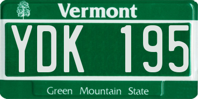 VT license plate YDK195