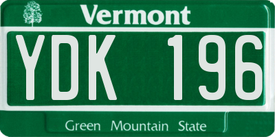 VT license plate YDK196
