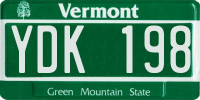 VT license plate YDK198