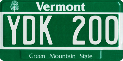 VT license plate YDK200