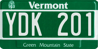 VT license plate YDK201