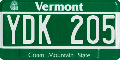 VT license plate YDK205