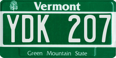 VT license plate YDK207