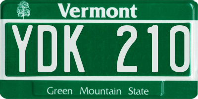 VT license plate YDK210