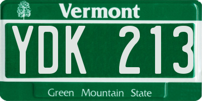 VT license plate YDK213