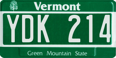 VT license plate YDK214