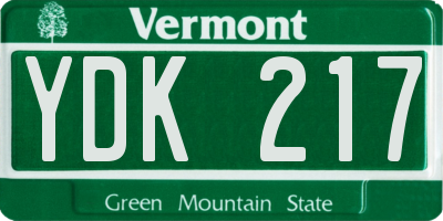 VT license plate YDK217