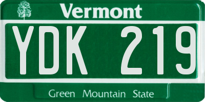 VT license plate YDK219
