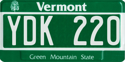 VT license plate YDK220