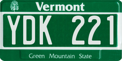 VT license plate YDK221