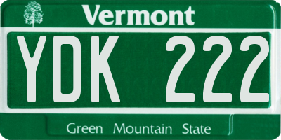 VT license plate YDK222