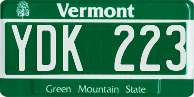 VT license plate YDK223
