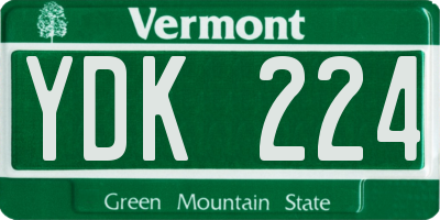 VT license plate YDK224