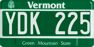 VT license plate YDK225