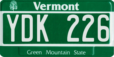 VT license plate YDK226