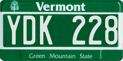 VT license plate YDK228