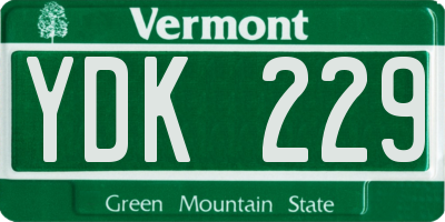 VT license plate YDK229