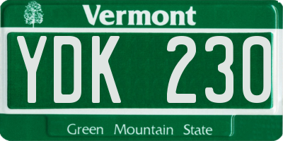VT license plate YDK230