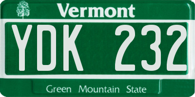 VT license plate YDK232