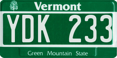 VT license plate YDK233
