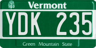 VT license plate YDK235