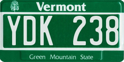 VT license plate YDK238