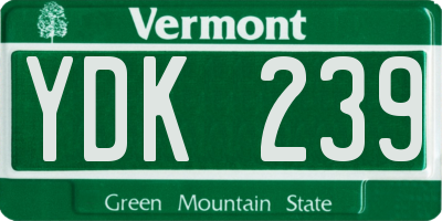 VT license plate YDK239