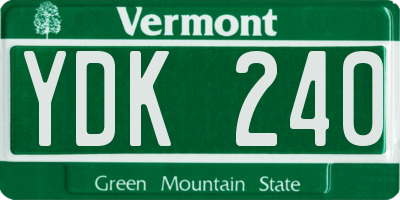 VT license plate YDK240
