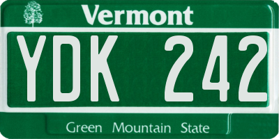 VT license plate YDK242