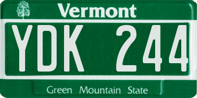 VT license plate YDK244
