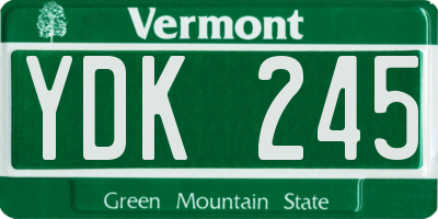 VT license plate YDK245