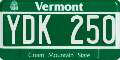 VT license plate YDK250