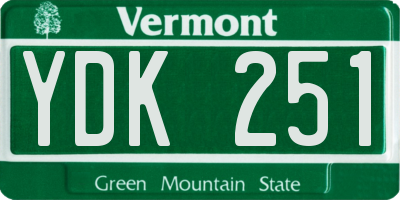 VT license plate YDK251