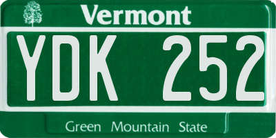 VT license plate YDK252