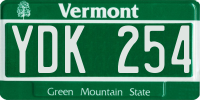 VT license plate YDK254