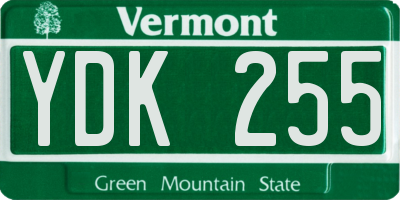 VT license plate YDK255