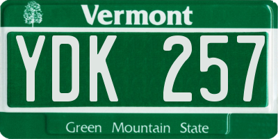 VT license plate YDK257