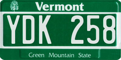VT license plate YDK258