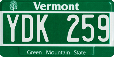VT license plate YDK259
