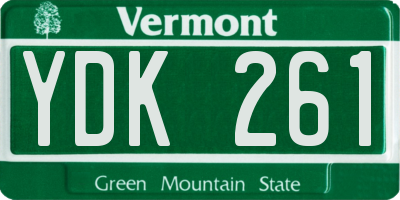 VT license plate YDK261
