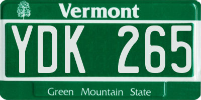 VT license plate YDK265