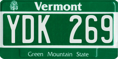 VT license plate YDK269