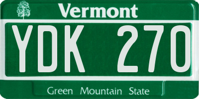 VT license plate YDK270