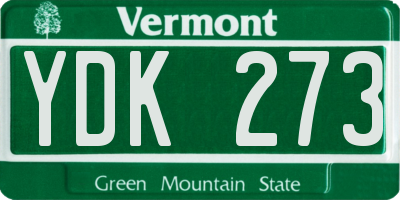 VT license plate YDK273